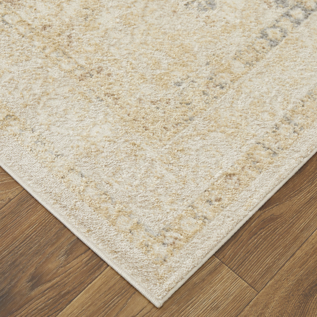 8' x 10' Blue and Ivory Geometric Distressed Power Loom Area Rug for Elegant Spaces