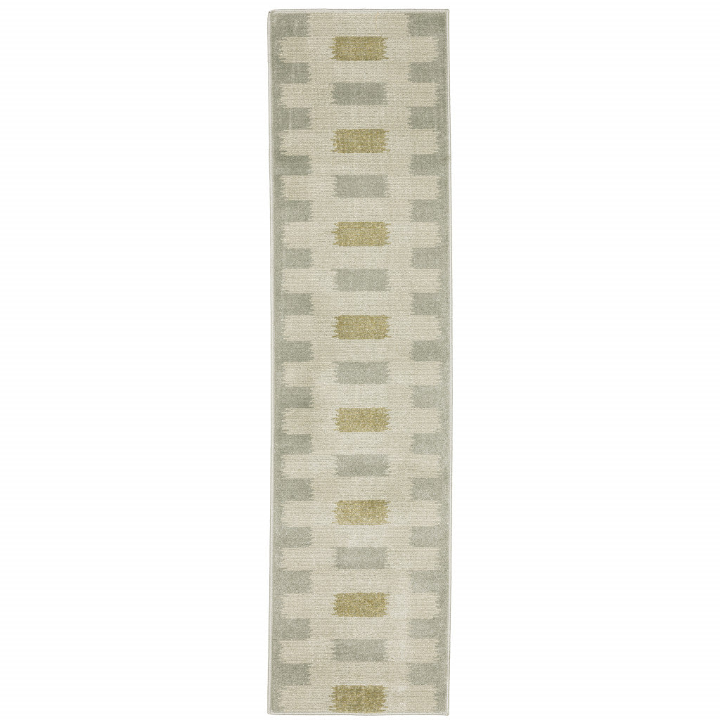 Stain-Resistant Geometric Area Rug in Beige, Grey, Gold, and Green for Elegant and Stylish Living Spaces