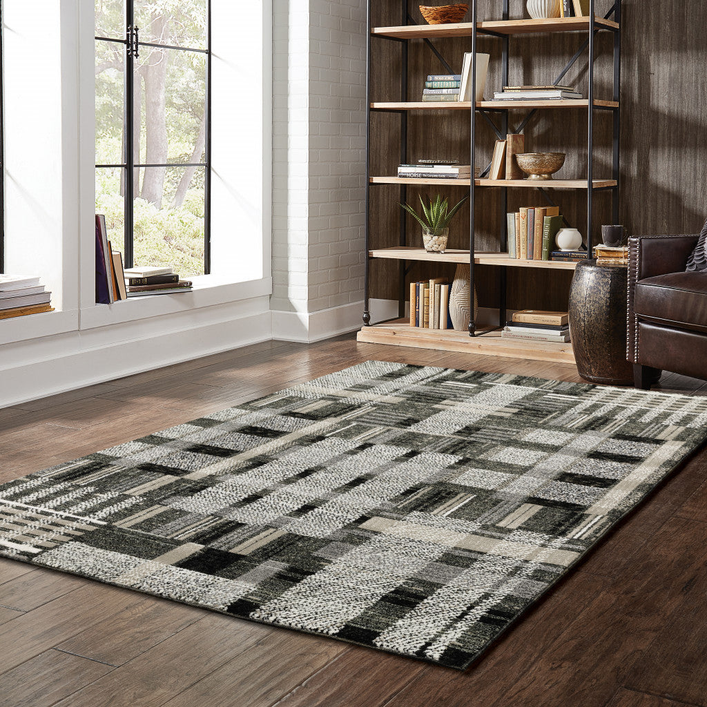 Stain-Resistant Blue Geometric Power Loom Area Rug - Ideal for Family Homes