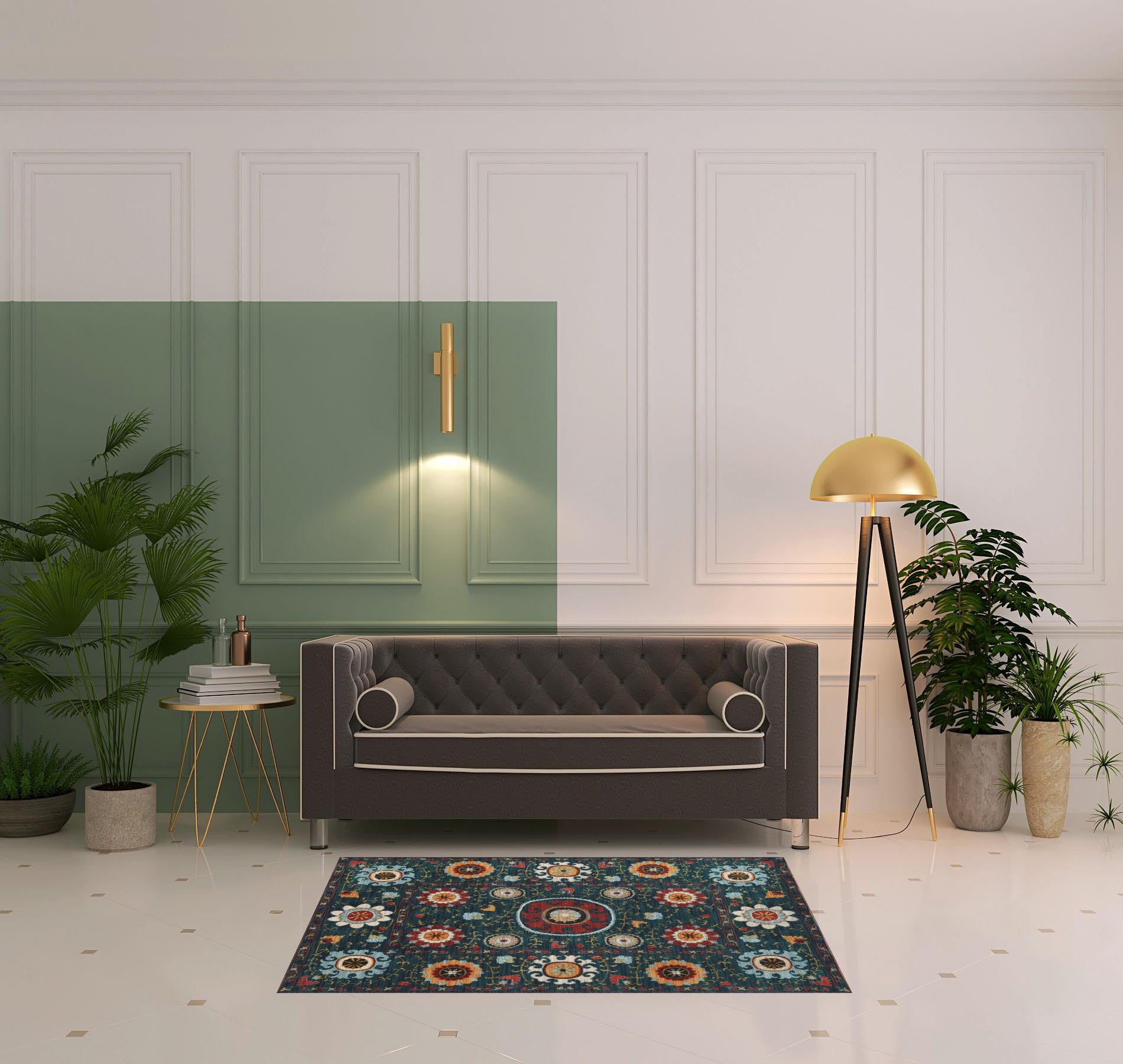 Stain-Resistant, Colorful Floral Power Loom Area Runner Rug Ideal for Kid and Pet-Friendly Spaces