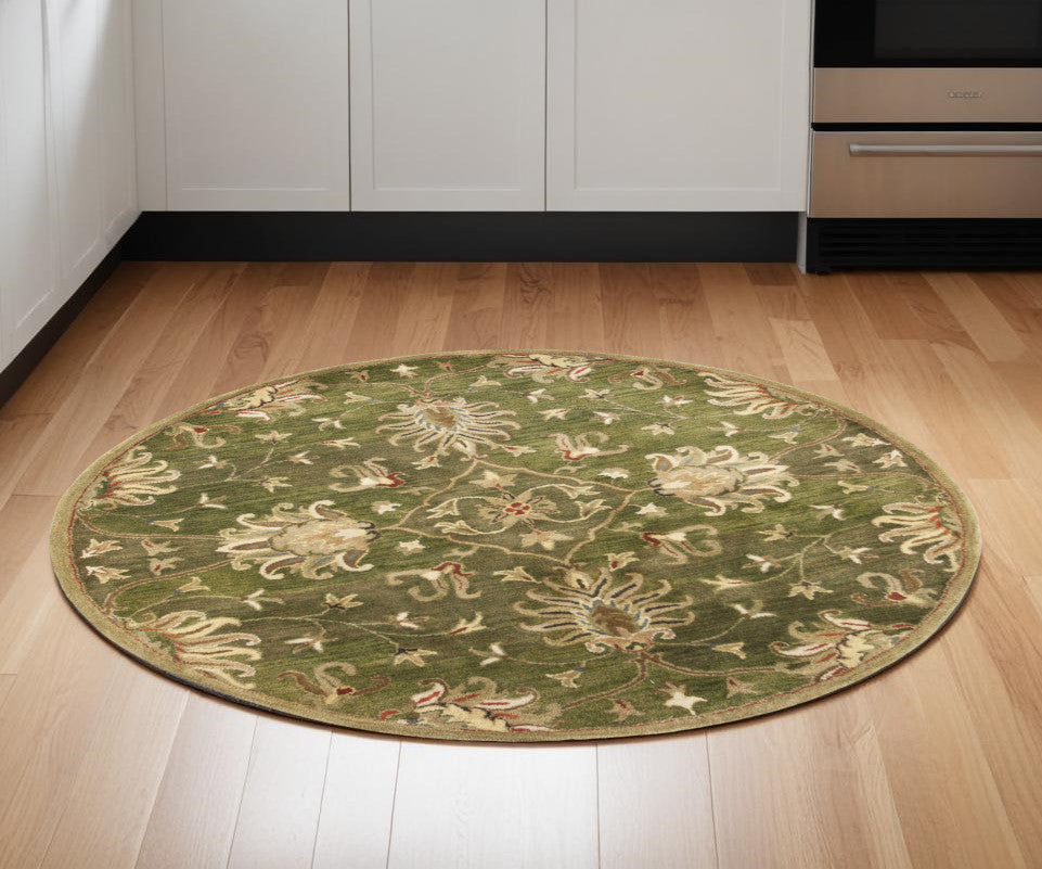 Exquisite Handmade Wool Floral Area Rug - Add Timeless Charm to Your Living Space!