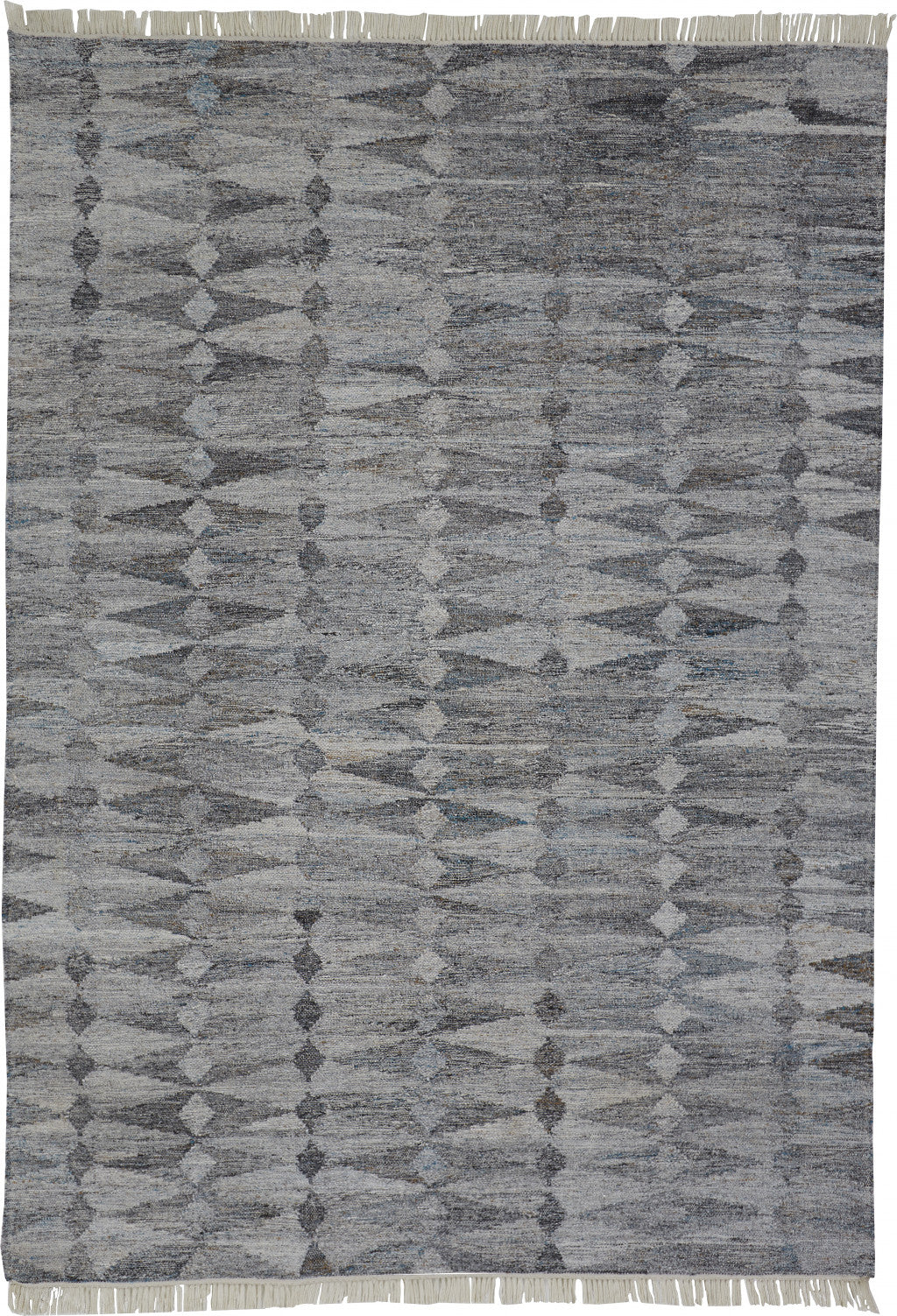 Stylish and Stain-Resistant Geometric Hand-Woven Area Rug with Fringe - Artisan-Crafted Floor Covering