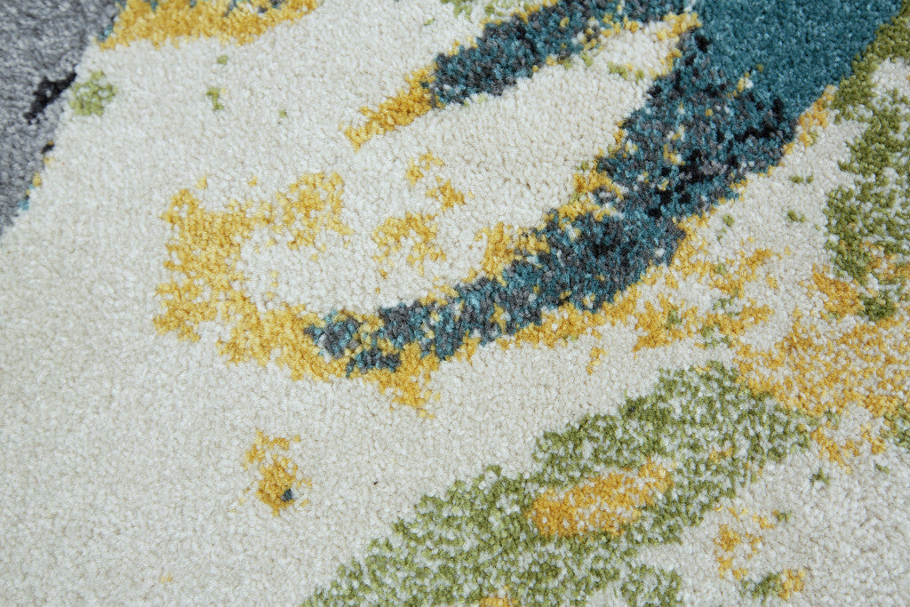 Stain-Resistant Floral Power Loom Area Rug for Family Spaces, 96 x 132
