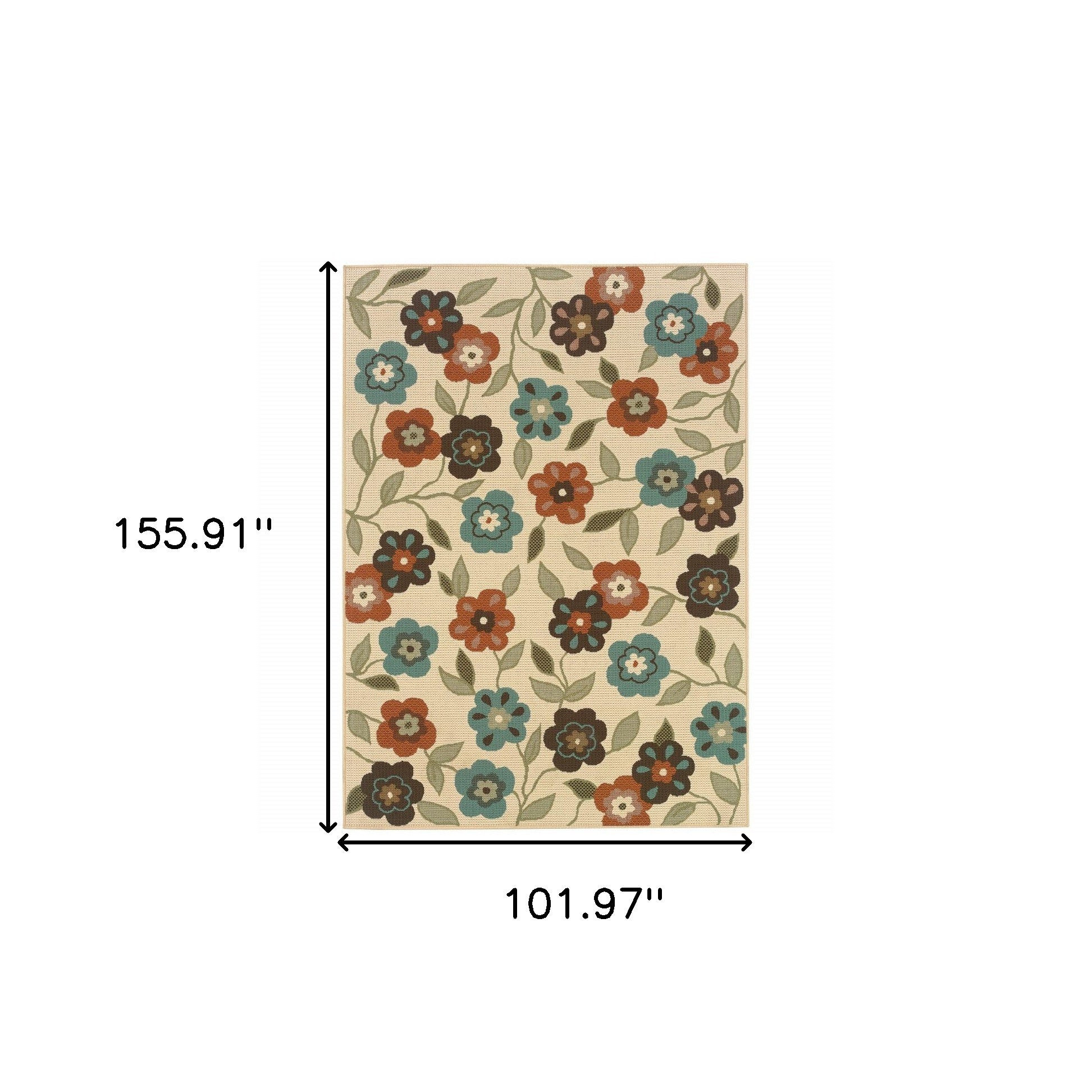Stylish Brown and Ivory Floral Stain-Resistant Rug for Indoor & Outdoor Use