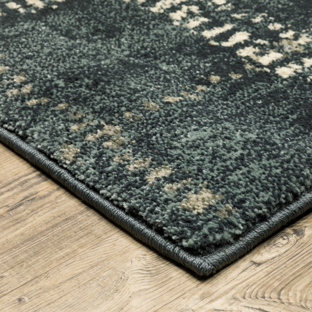 Stylish Blue and Ivory Geometric Stain-Resistant Runner Rug for Any Space