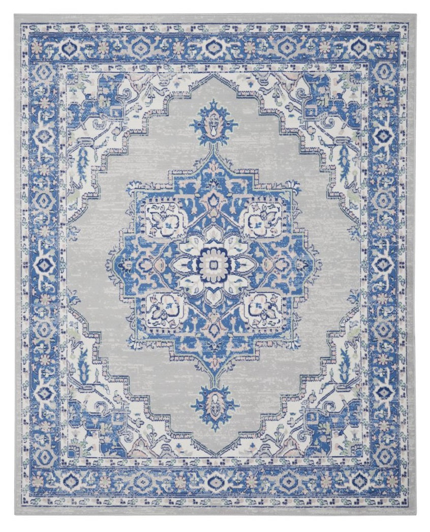 Exquisite Elegant Floral Dhurrie Area Rug with an Alluring Navy Blue - Gray Design for a Warm and Cozy Home Décor