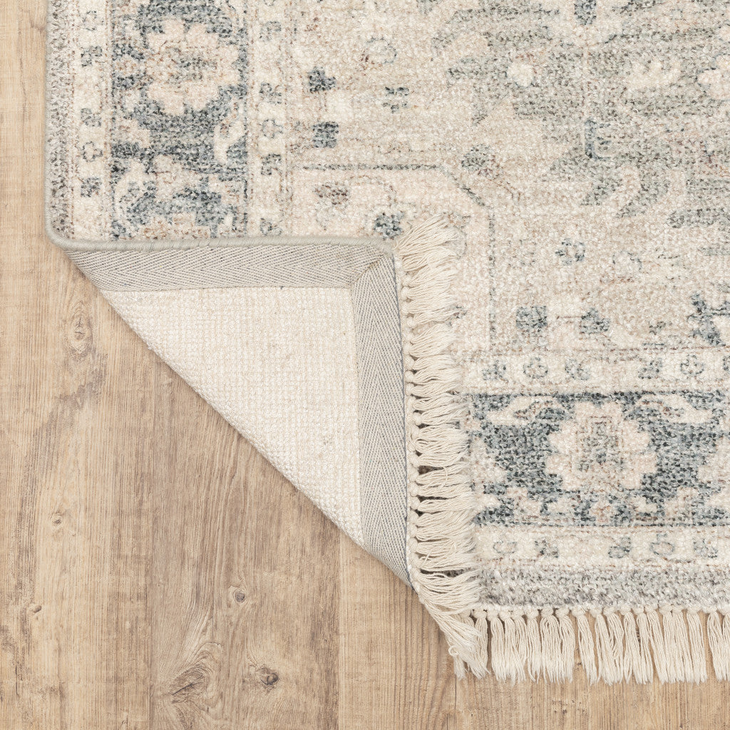 Exquisite Beige and Grey Hand - Woven Oriental Stain - Resistant Area Rug with Fringe Design for Indoor Spaces