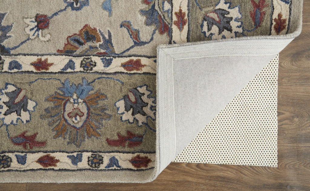 Ivory and Blue Stain-Resistant Hand-Tufted Floral Area Rug - Stylish & Inviting