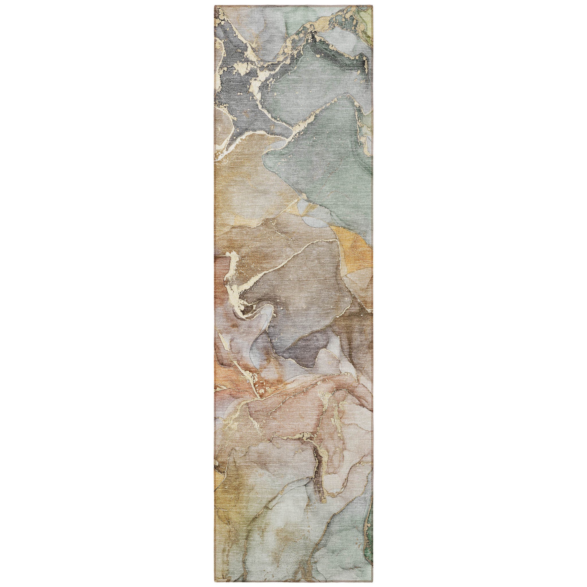 Stylish Blue Abstract Washable Non-Slip Outdoor Runner Rug for Any Space