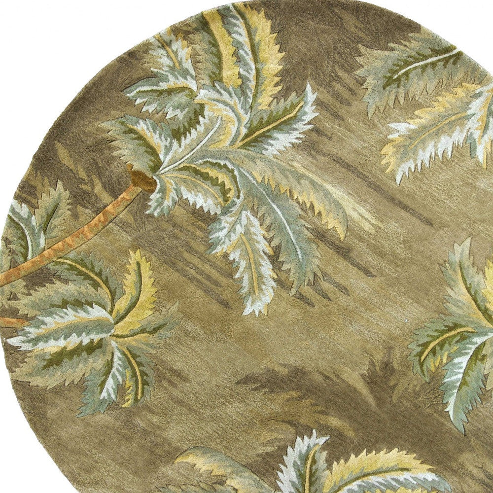 Modern Elegant Hand-Tufted Wool Area Rug with Moss Palm Trees for Home Decor