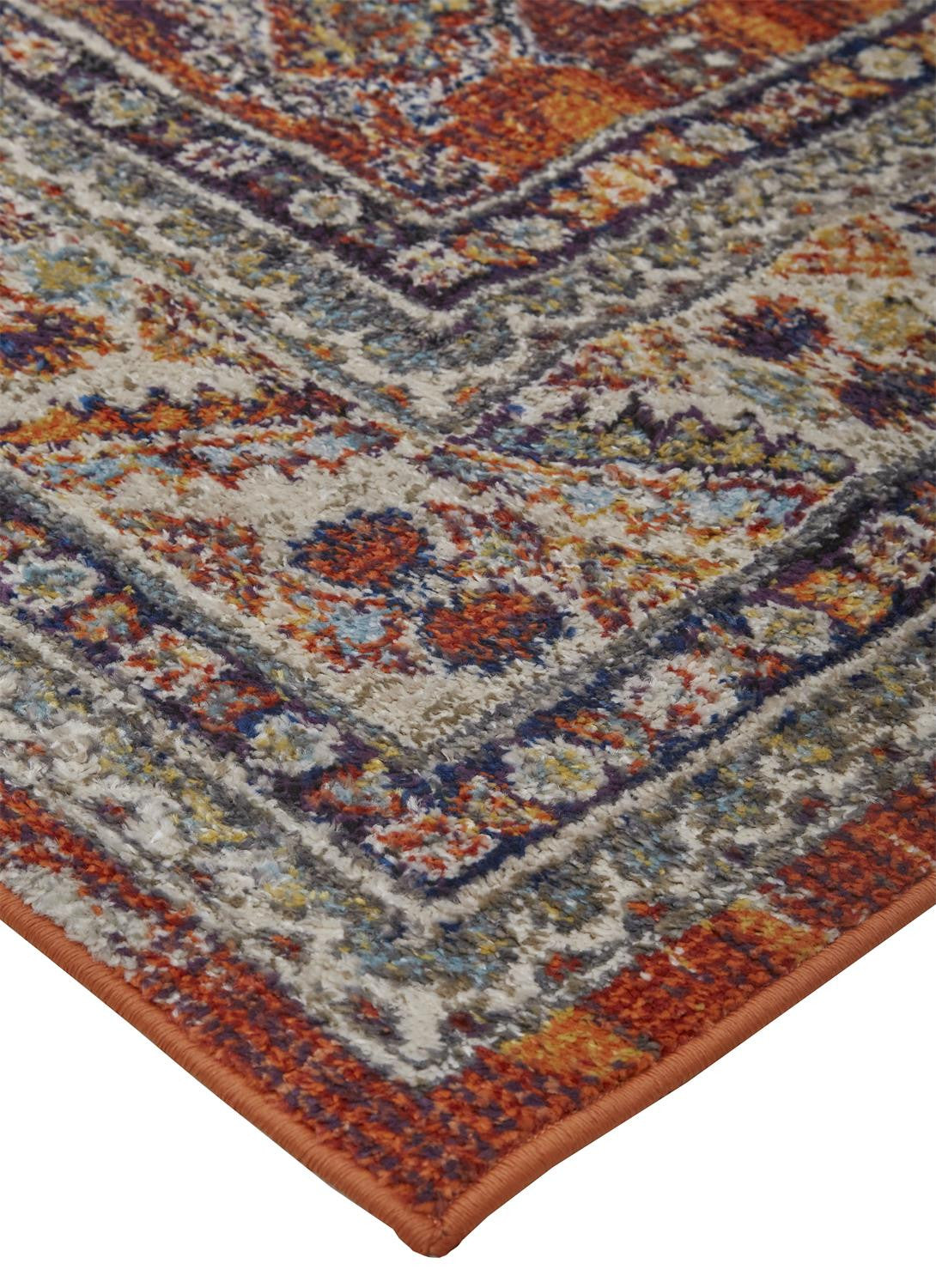 Red Orange Floral Stain-Resistant Area Rug for Stylish and Warm Living Spaces