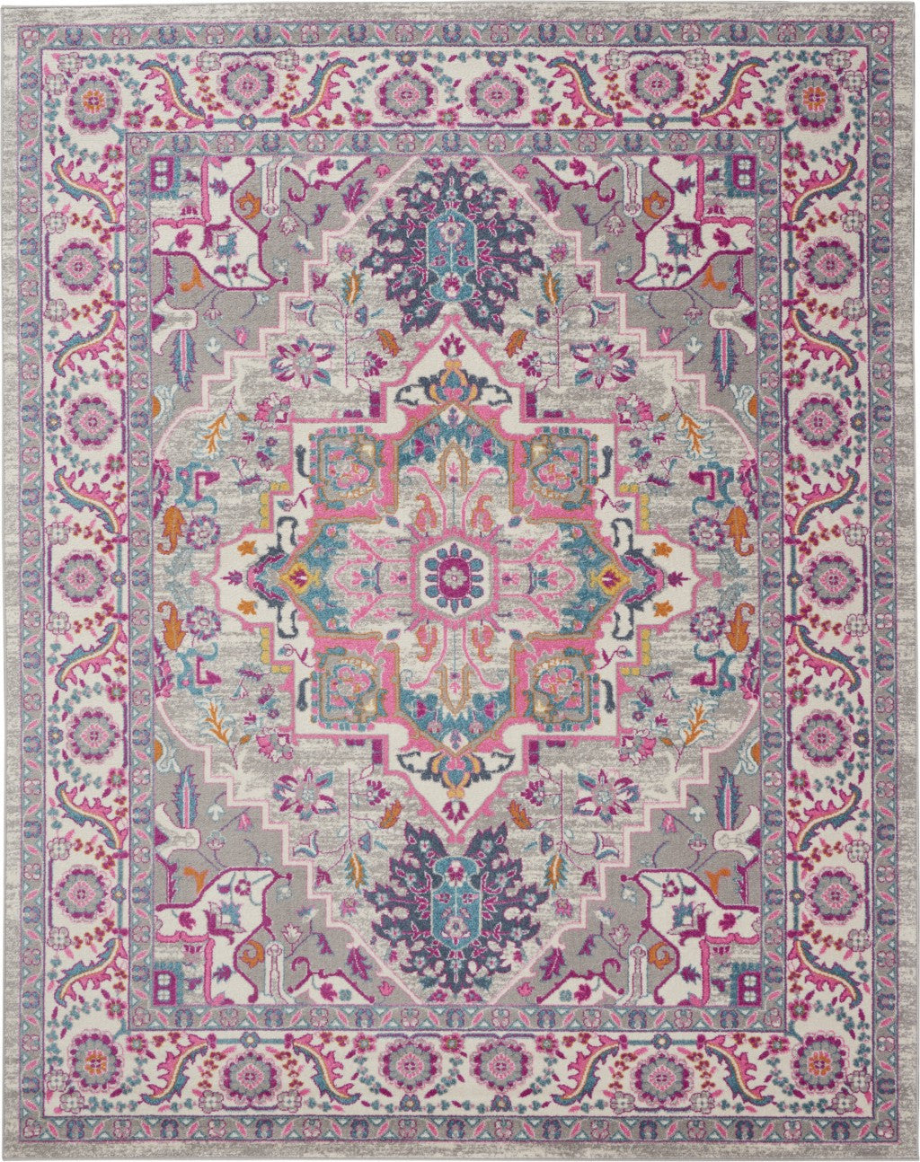 Timeless Elegance: Pink and Gray Power Loom Runner Rug for a Warm Space