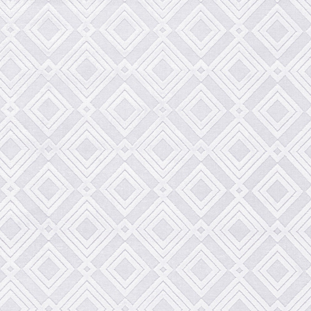 Stylish 5x8-Foot White Geometric Power Loom Area Rug for Elegant Living Spaces