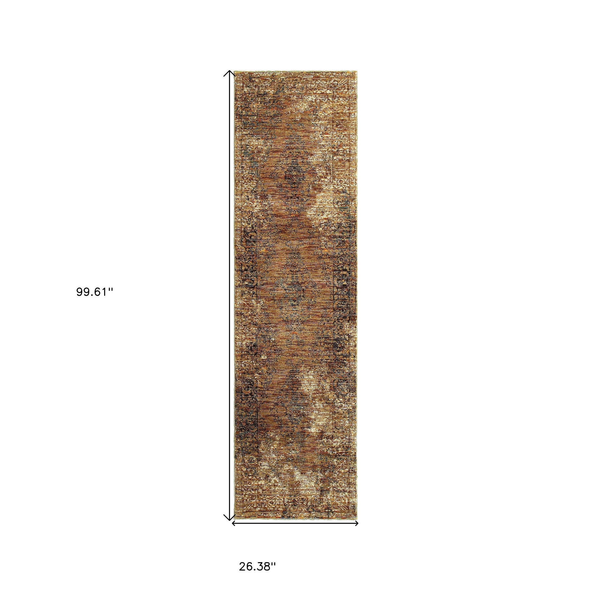 Stain-Resistant Elegant Brown Oriental Power Loom Area Rug for Comfortable Home Decor