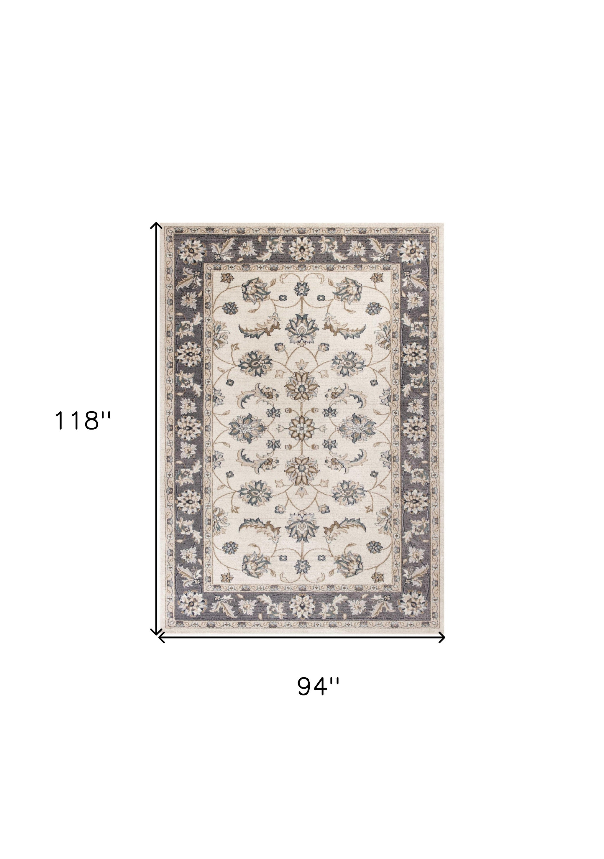 Stylish Modern Grey and Ivory Floral Kashan Area Rug for Home Décor
