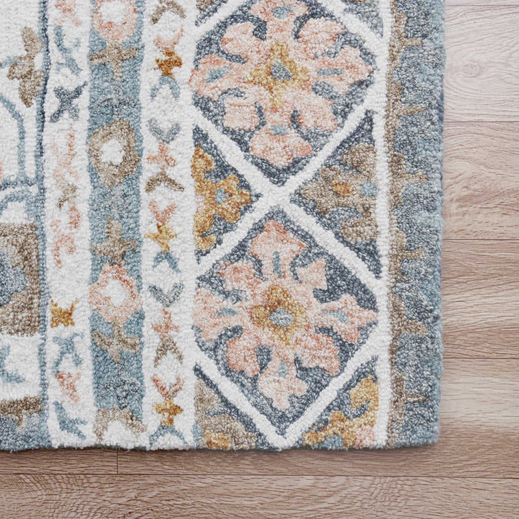 Exquisite Hand-Tufted Blue and Ivory Floral Area Rug for Your Space