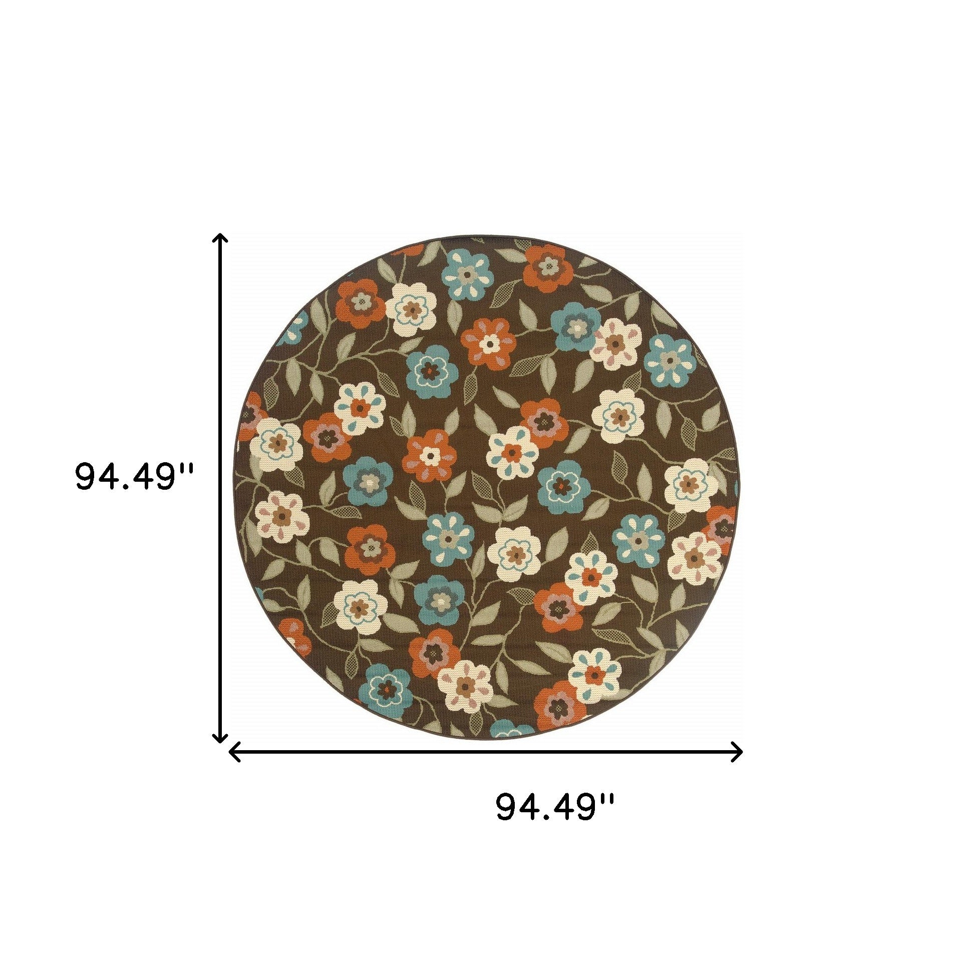 Stylish Brown and Ivory Floral Stain-Resistant Rug for Indoor & Outdoor Use