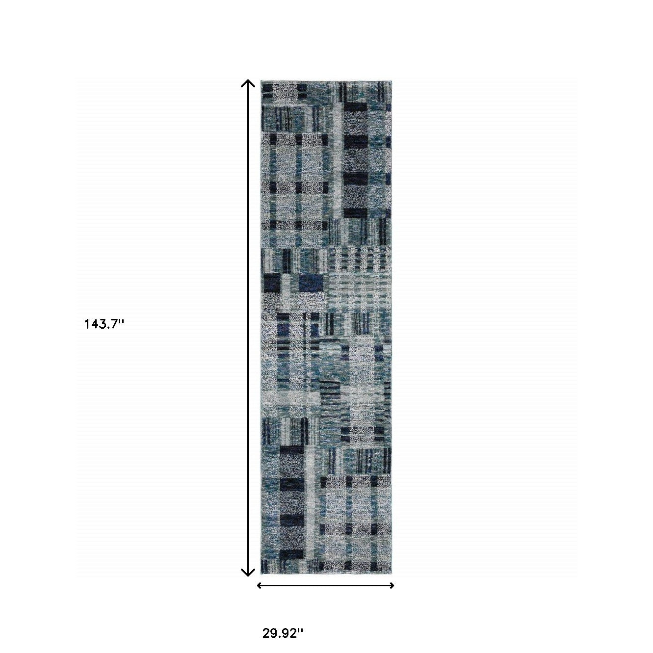 Stain-Resistant Blue Geometric Power Loom Area Rug - Ideal for Family Homes