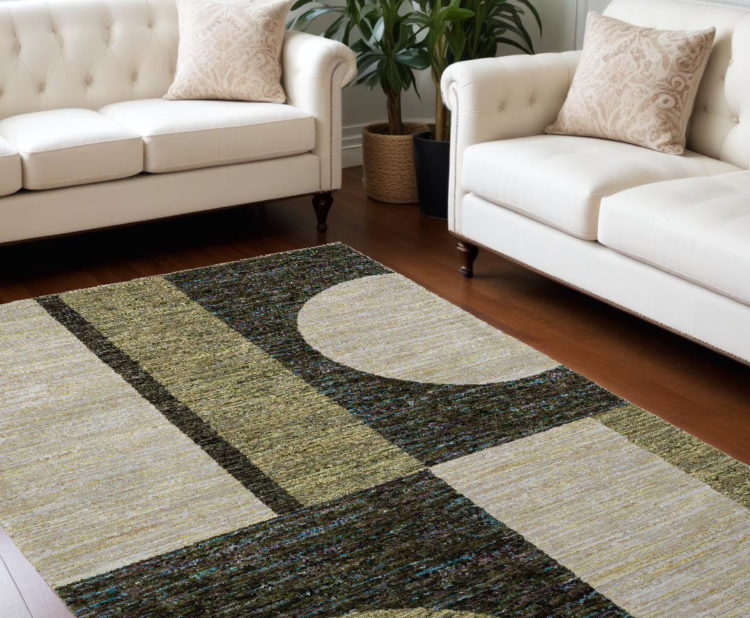 Soft Blue and Beige Geometric Area Rug - Stain Resistant for Family Homes
