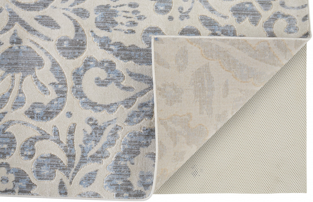 Stain-Resistant Blue, Ivory, and Tan Floral Distressed Area Rug for Adding Warmth and Style to Your Space