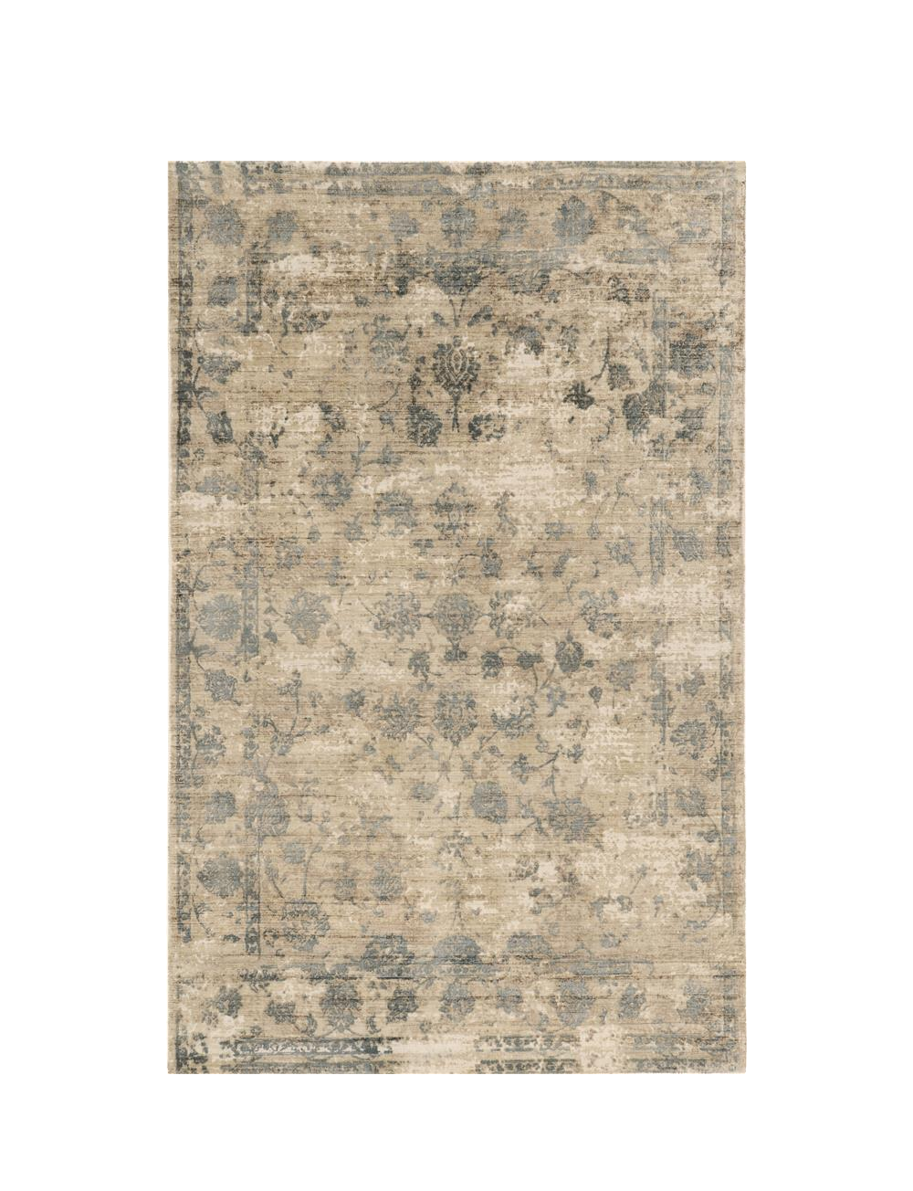 Exquisite Hand-Loomed Viscose Area Rug in Elegant Sand and Blue Colors with Modern Watercolor Design for Stylish Residential Interiors
