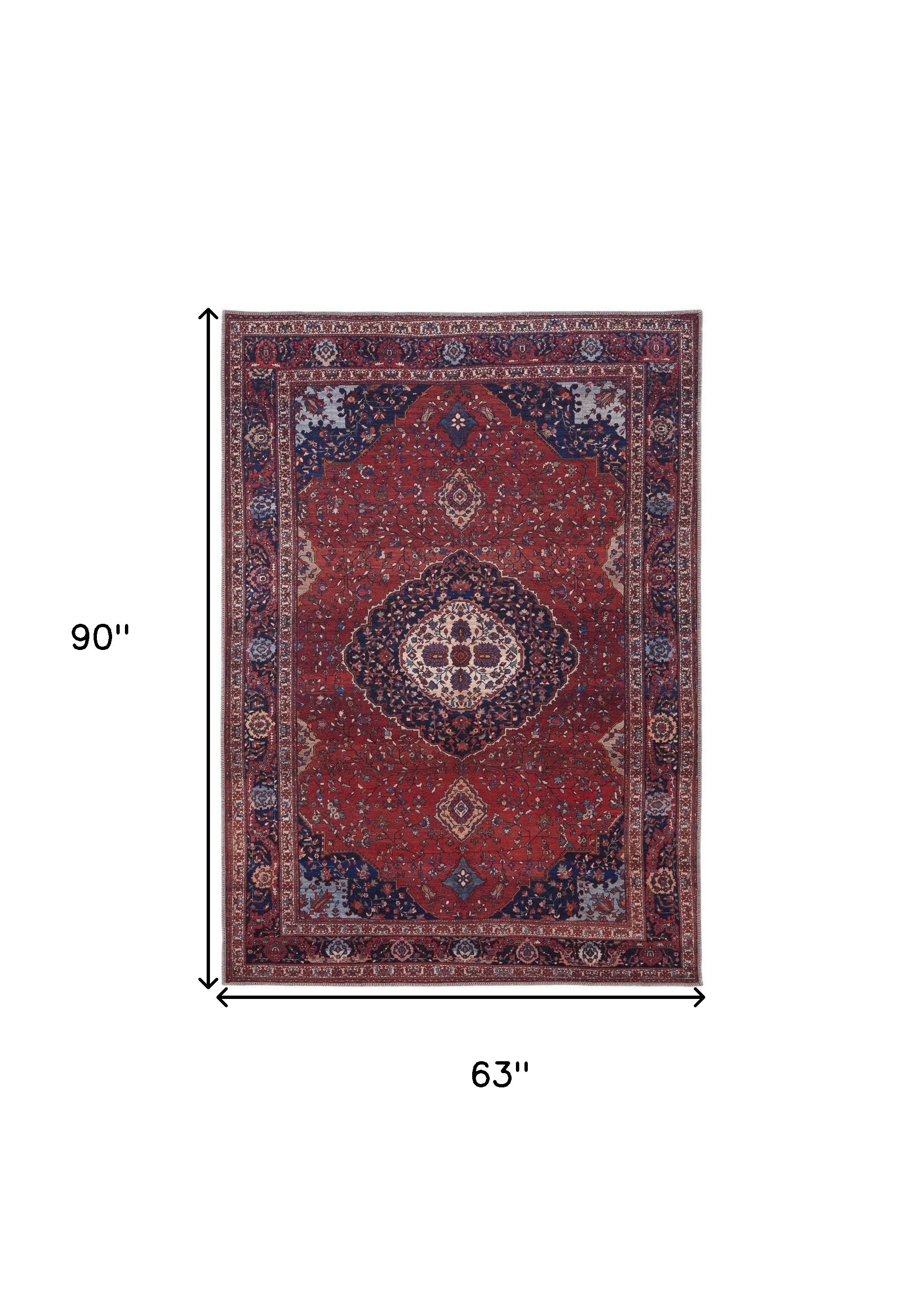 Stylish Red, Blue & Tan Floral Power Loom Area Rug for Elegant Homes
