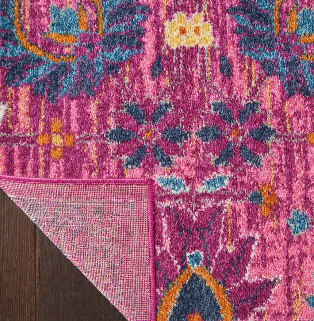 Stylish Fuchsia Floral Power Loom Area Rug for Comfortable Spaces