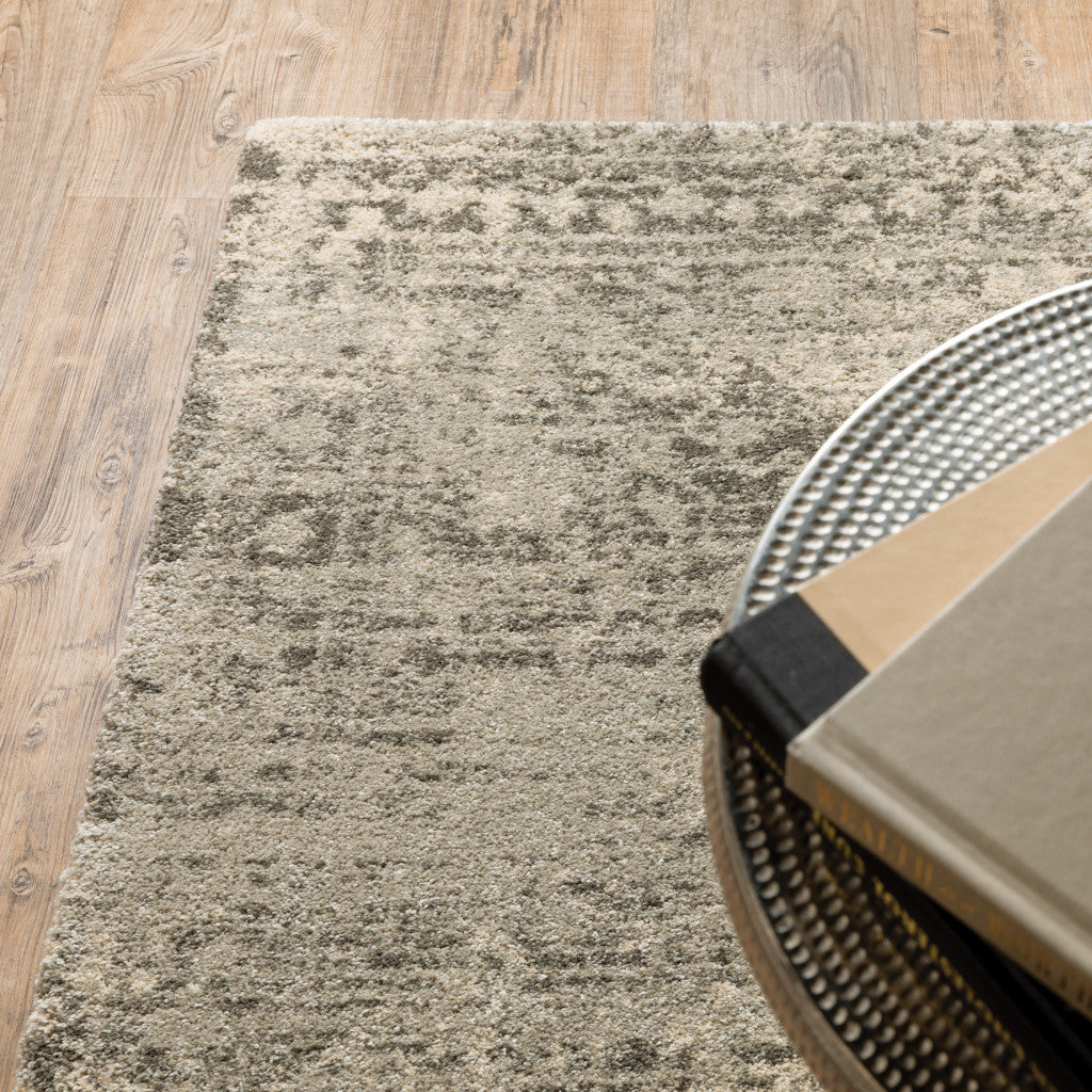 Stylish and Stain - Resistant Oriental Runner Rug in Grey, Ivory, and Beige for Elegant Homes