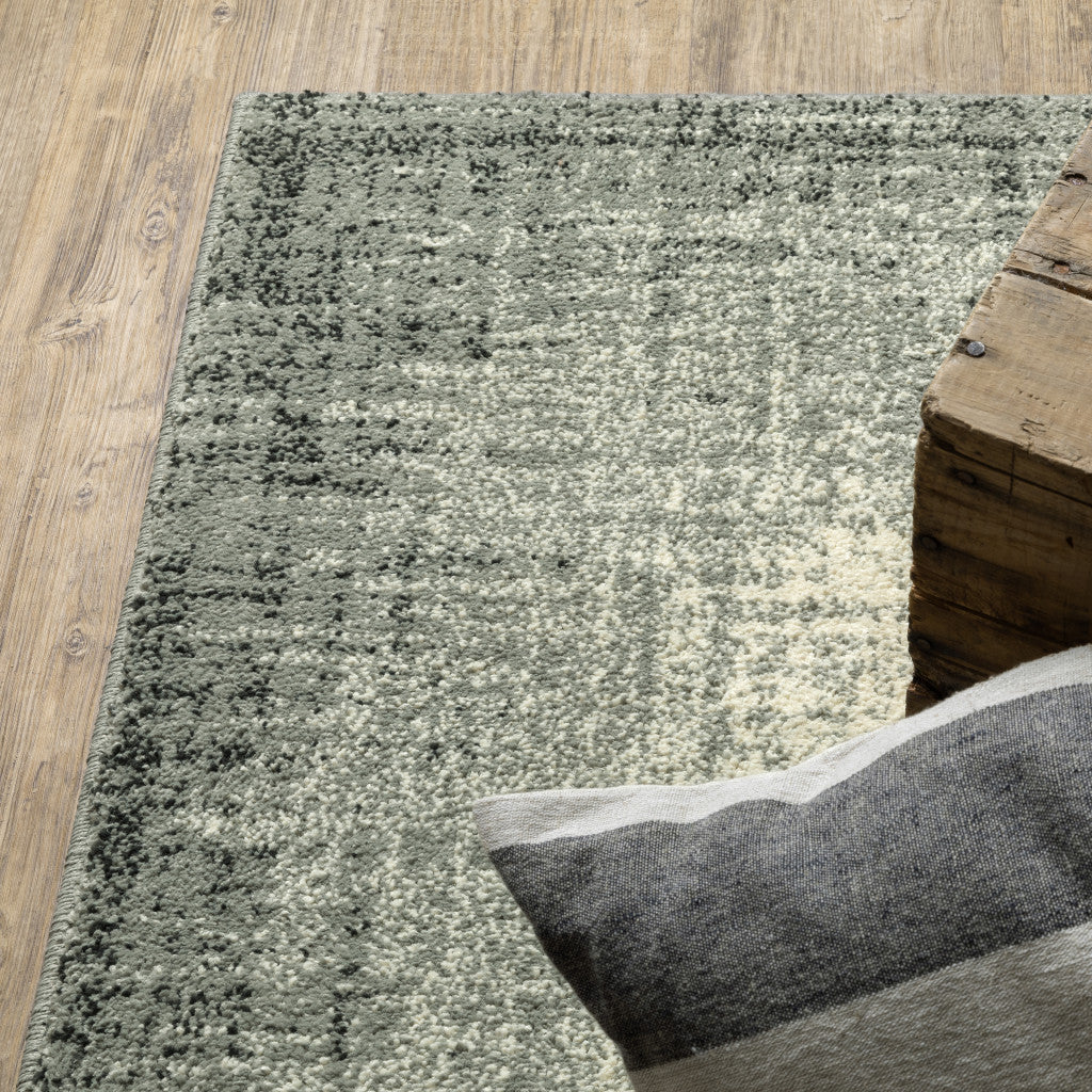 Stylish Grey Beige and Blue Stain - Resistant Runner Rug for Family Homes
