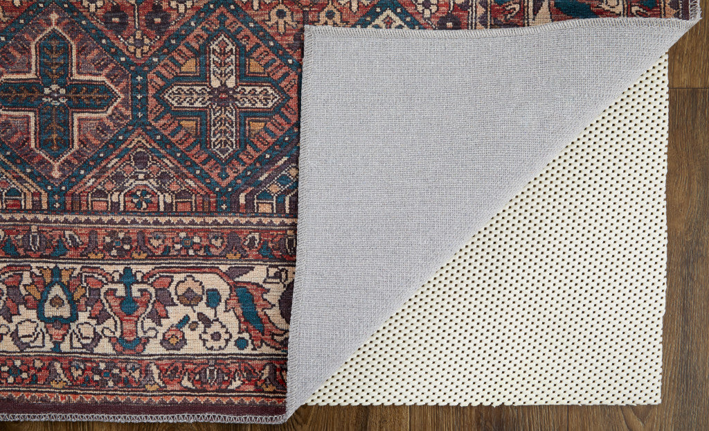 Elegant Brown, Red & Ivory Floral Power Loom Area Rug for Timeless Home Decor
